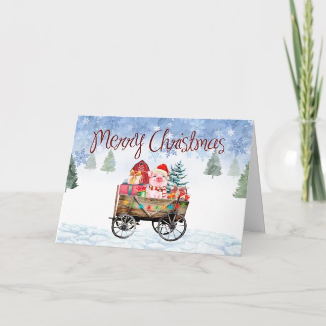 Fun Piglet Christmas Card Feiertagskarte (Vorderseite)
