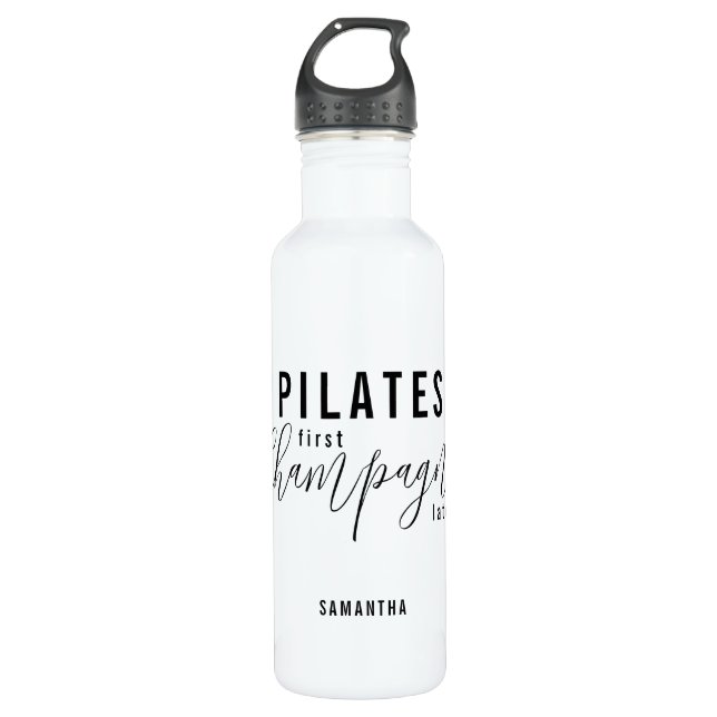 Fun Pilates First Champagne Später Fitness Workout Edelstahlflasche (Vorderseite)