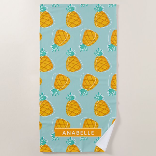 Fun Pineapples tropisches Sommermuster Strandtuch (Vorderseite)