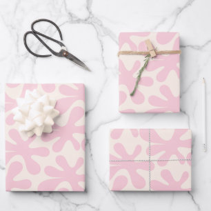 Fun Pink Amoeba Dance Abstrakt Modernes Muster Geschenkpapier Set