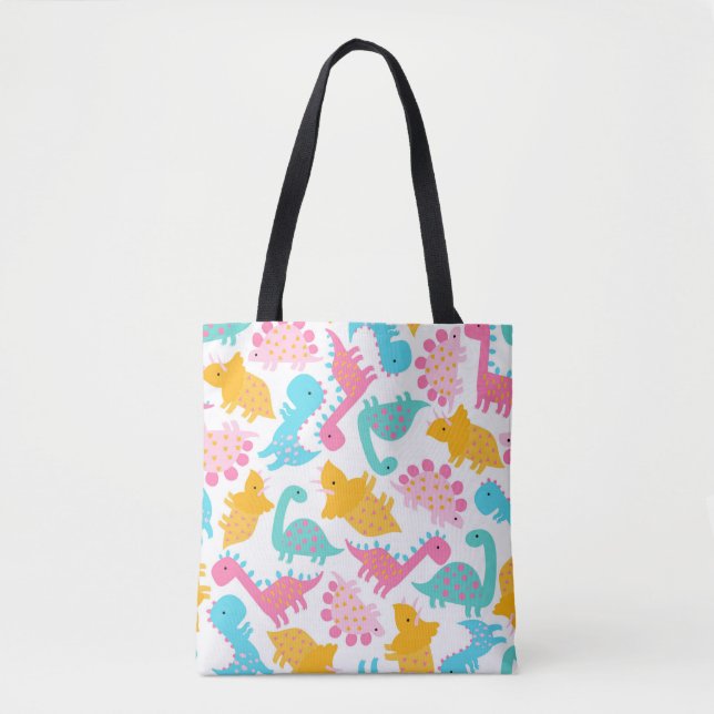 Fun Pink & Aquamarin Dinosaurier Muster Tasche (Vorderseite)