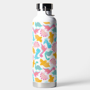 Fun Pink & Aquamarin Dinosaurier Muster Trinkflasche