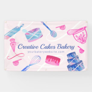 Fun Pink Blue Marble Backwaren Werkzeuge und Zubeh Banner