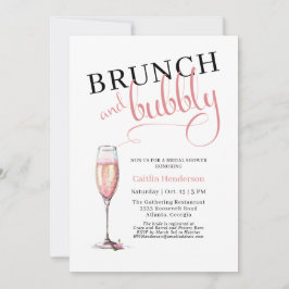 Fun Pink Brunch und Bubbly Brautparty Einladung