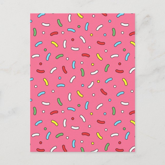 Fun Pink Candy Sprinkles Muster Postkarte (Vorderseite)