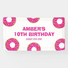Fun pink donut Geburtstagsparty Thema Willkommensb Banner