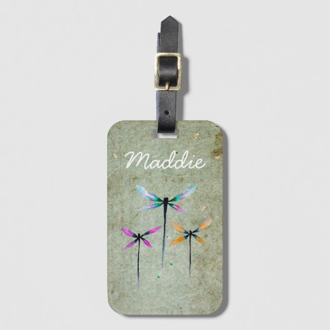 Fun pink Flamingo Aquarellbild Gepäckanhänger (Vorderseite Vertikal)