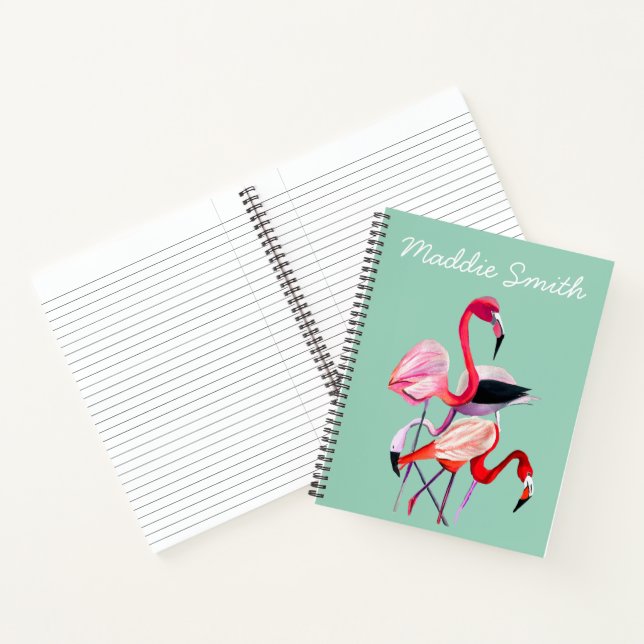 Fun pink Flamingo Aquarellbild Notizbuch (Innenseite)