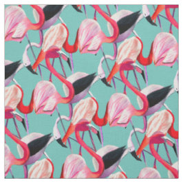 Fun pink Flamingo Aquarellbild Stoff