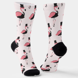 Fun Pink Flamingo Tuxedo Muster Tier Socken