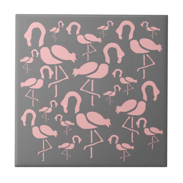 Fun Pink Flamingo Vogelkunst Fliese (Vorderseite)