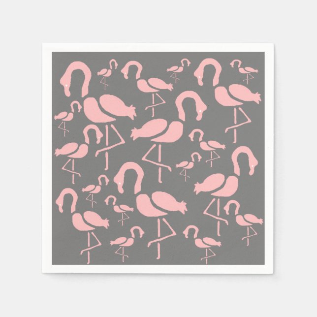 Fun Pink Flamingo Vogelkunst Serviette (Vorderseite)