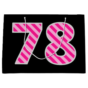 Fun Pink gestreift "78"; glücklich 78. Geburtstag; Große Geschenktüte