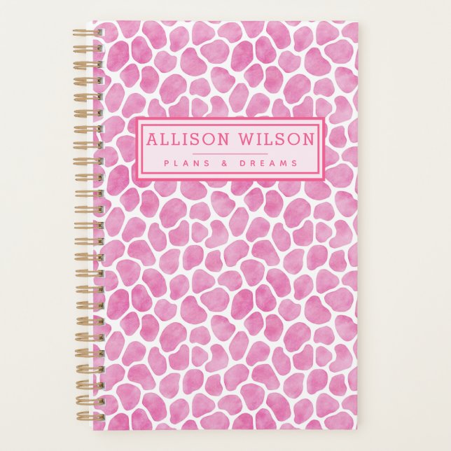 Fun Pink Giraffe Print Planer (Vorderseite)