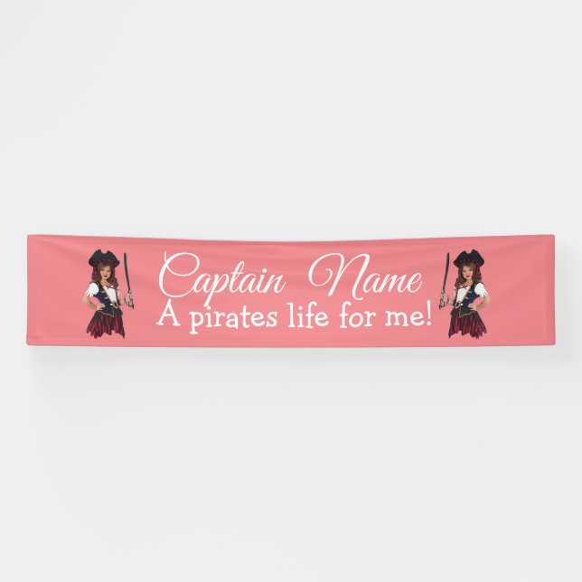 Fun Pink Girl Pirate Banner (Horizontal)