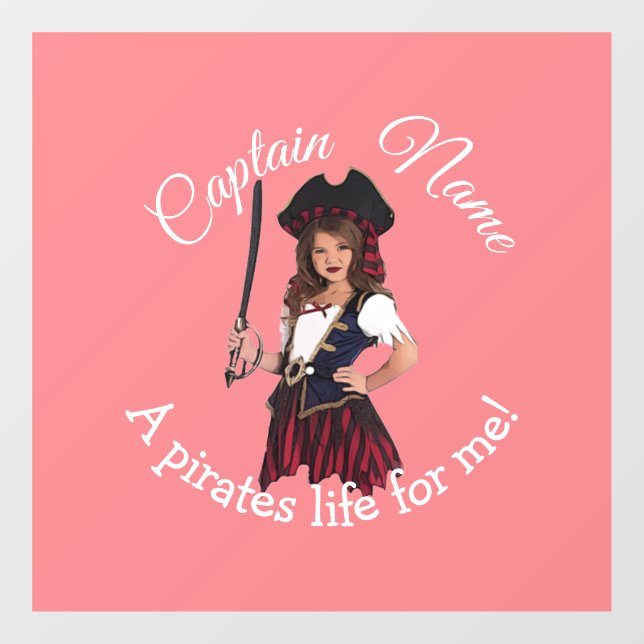 Fun Pink Girl Pirate Fensteraufkleber (Blatt)