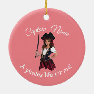 Fun Pink Girl Pirate Keramik Ornament
