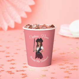 Fun Pink Girl Pirate Pappbecher