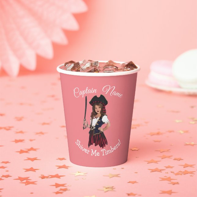 Fun Pink Girl Pirate Pappbecher (Insitu)