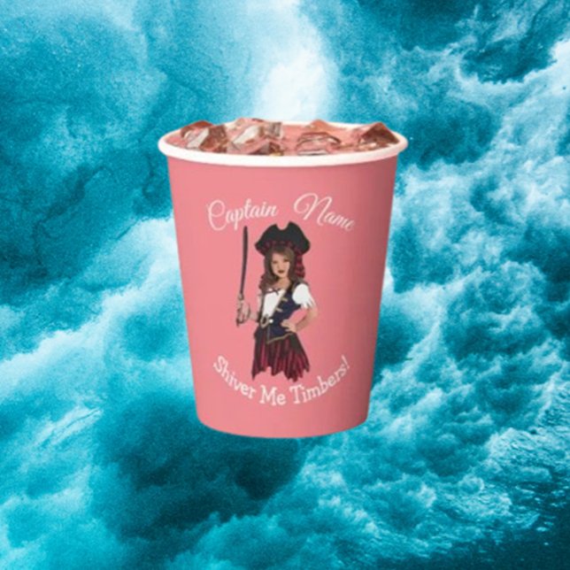 Fun Pink Girl Pirate Pappbecher (Make your celebration unforgettable with our fun pink girl pirate paper cups)