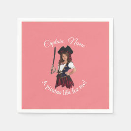 Fun Pink Girl Pirate Serviette