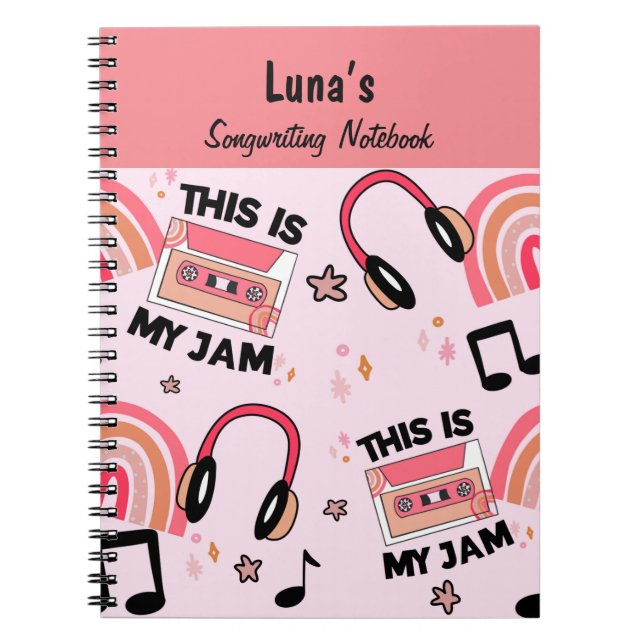 Fun Pink Girls Songwriting Notebook Notizblock (Vorderseite)