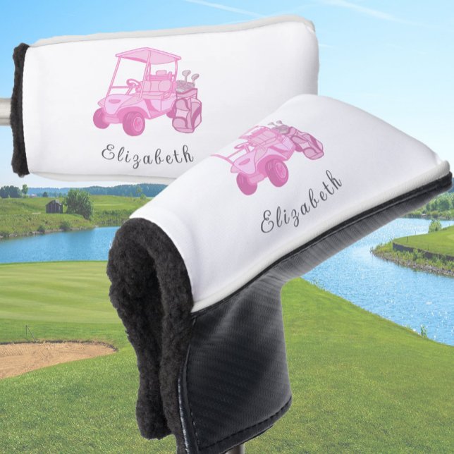 Fun Pink Golf Cart Personalisiert Name Ladys Headcover (Von Creator hochgeladen)