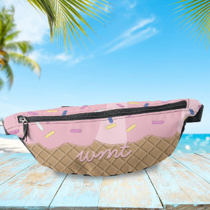 Fun Pink Ice Creme Cone Mit Monogramm Fanny Pack Bauchtasche