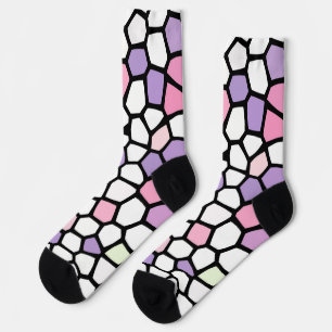 Fun Pink Lila Mosaik Crazy Socken
