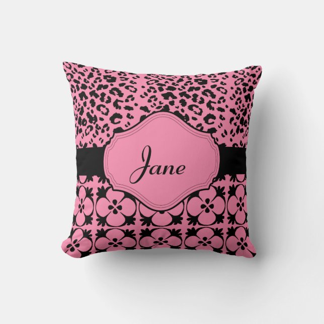 Fun Pink Monogrammable Pillow Kissen (Vorderseite)