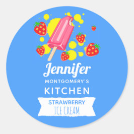 Fun Pink Popsicle und Strawberries Küche Runder Aufkleber