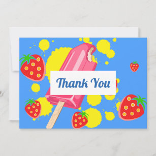 Fun Pink Popsicle und Strawberries Vielen Dank Dankeskarte