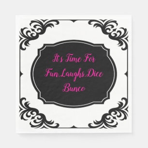 Fun Pink Schwarz-weiß Bunco Dice Party Serviette