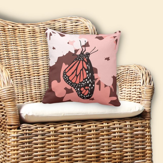 Fun Pink Stilisierte Monarch Butterfly Kissen (Fun Pink Stylized Monarch Butterfly Throw Pillow)