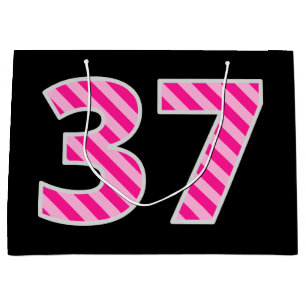 Fun Pink Striped "37"; glücklich 37. Geburtstag; N Große Geschenktüte