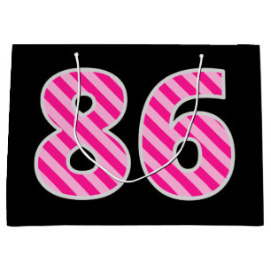 Fun Pink Striped "86"; Happy 86. Geburtstag; Name Große Geschenktüte