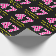 Fun Pink Stripes "47"; Glücklicher 47. Geburtstag;