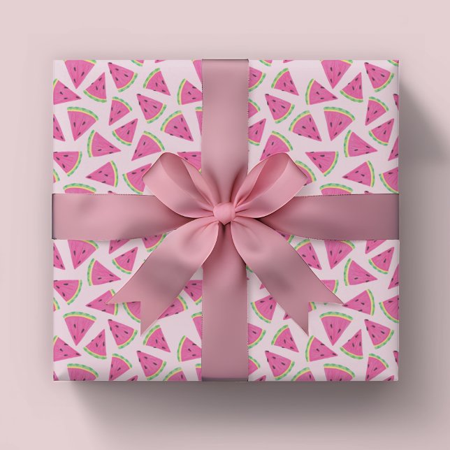Fun Pink Tropical Summer Watermelon Muster Geschenkpapier (Pink watermelon wrapping paper rolls)