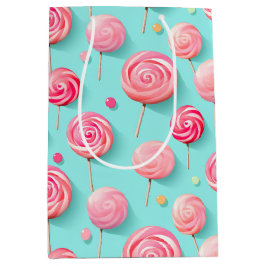 Fun Pink und Blue Lollipops Candy Lane Mittlere Geschenktüte