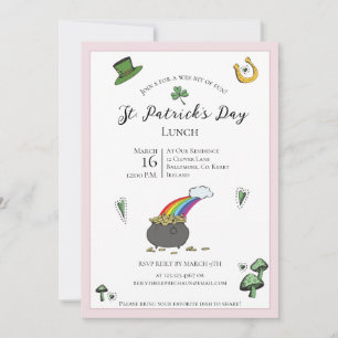 Fun Pink und Green St Patricks Day Lunch Einladung
