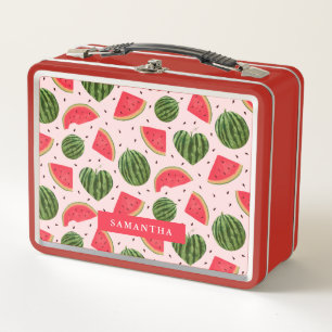 Fun Pink Watermelon Sommer Fruchtmuster Metall Brotdose