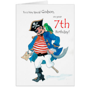 Fun Pirate 7e Anniversaire Carte pour Godson