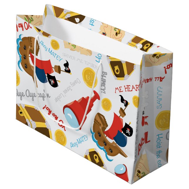 Fun Pirate bateau motif cadeau sac (Devant Angle)