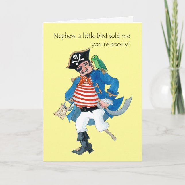 Fun Pirate und Parrot für Nephew gut Karte (Vorderseite)