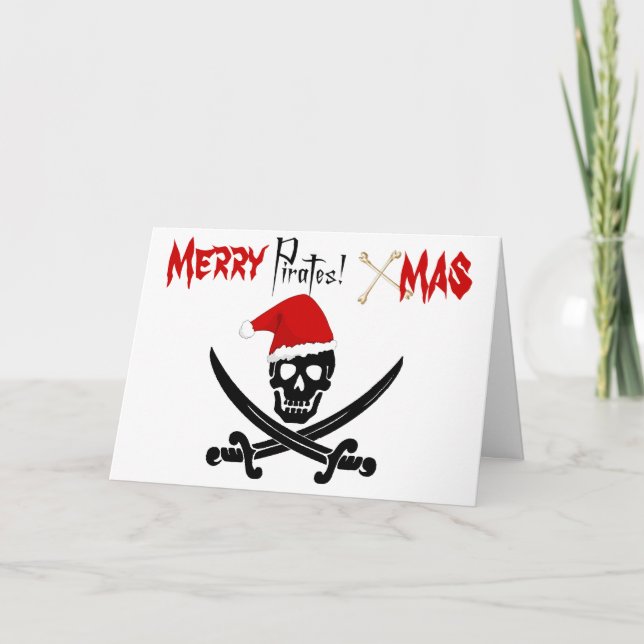 Fun Pirate Weihnachtskarte Feiertagskarte (Vorderseite)