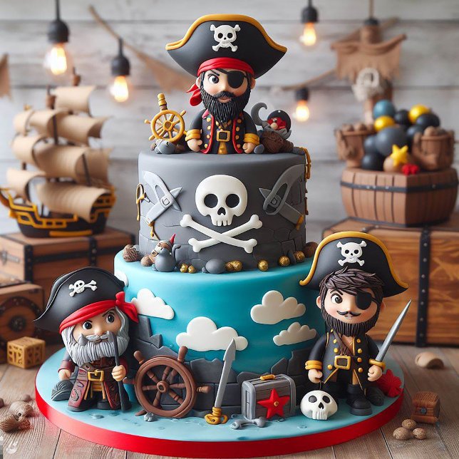 FUN PIRATES THEMA KINDERGEBURTSTAG CAKE KARTE (Von Creator hochgeladen)