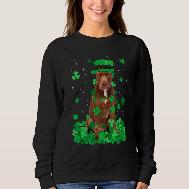 Fun Pitbull Dog St Patrick S Day Irish Kleeblatt Sweatshirt (Vorderseite)