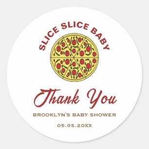 Fun Pizza Gender Neutral Slice Slice Baby Dusche Runder Aufkleber