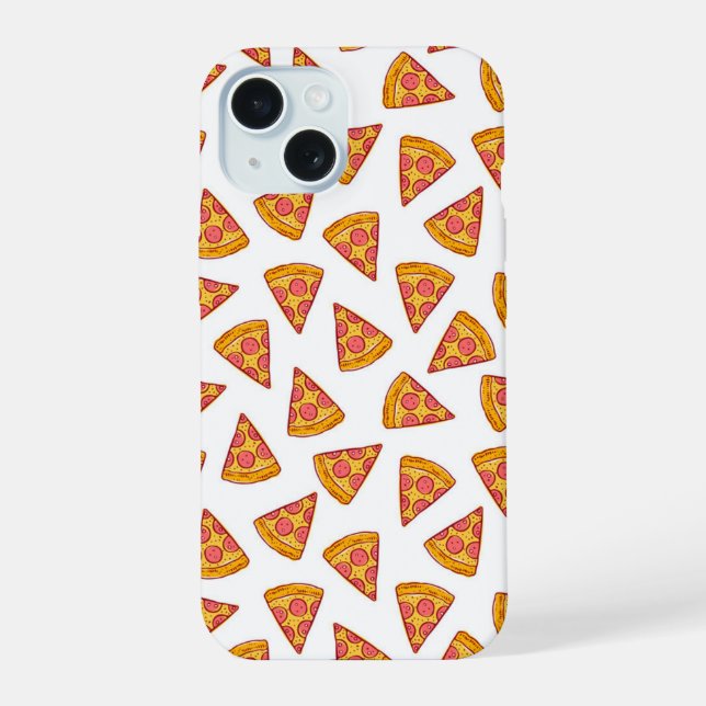 Fun Pizza Slice Pattern iPhone 15 Hülle (Rückseite)