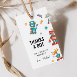 Fun Playful Robots Geburtstagsgeschenk-Tag Geschenkanhänger